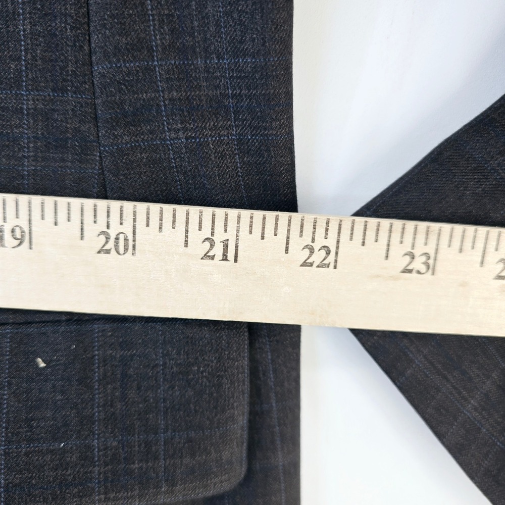Calvin Klein Wool Blazer Men's 42R Windowpane Pattern Two Button Style Dark Grey - Picture 10 of 15